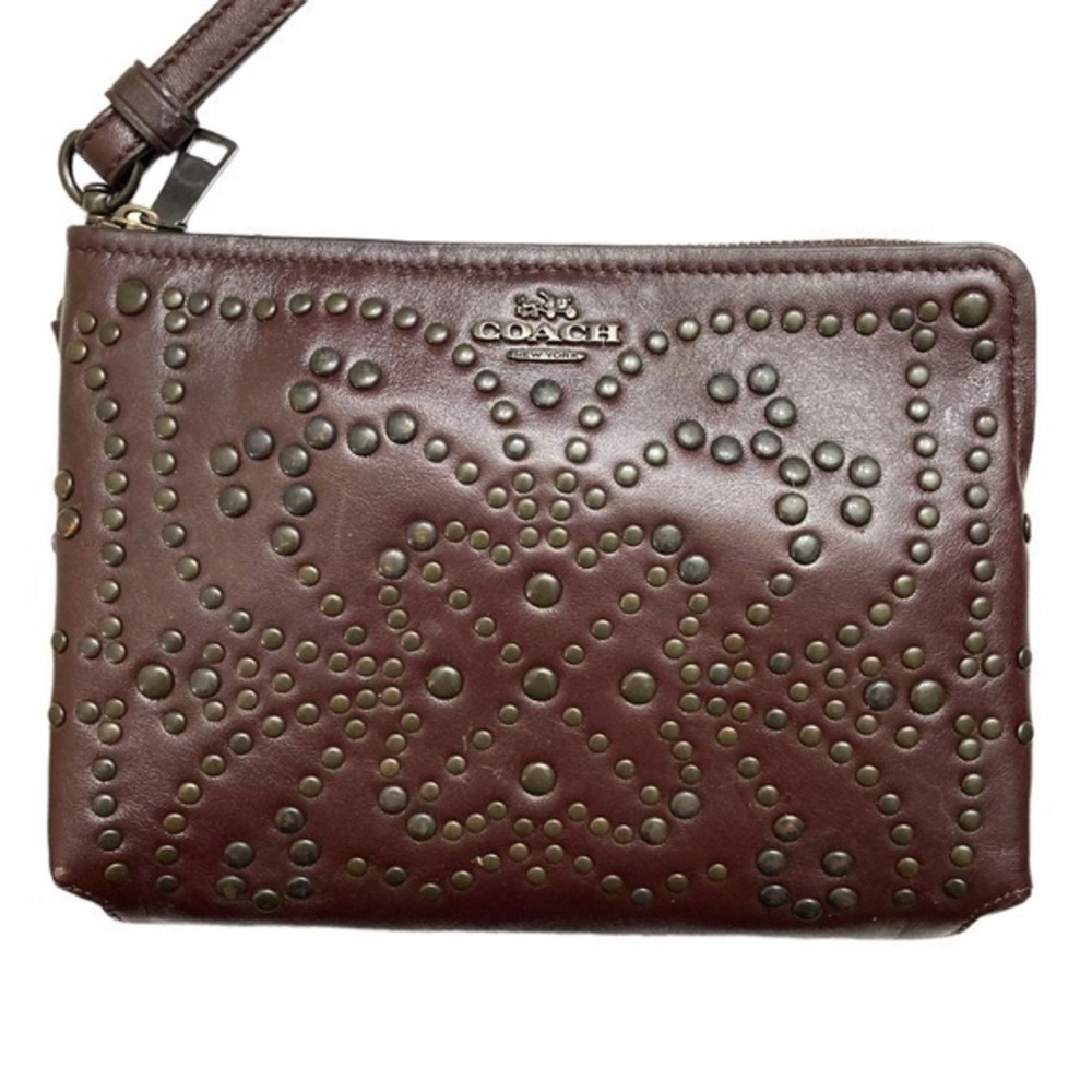 Coach MINI STUDS WRISTLET clutch bag burgundy:maroon rare Beautiful embellished